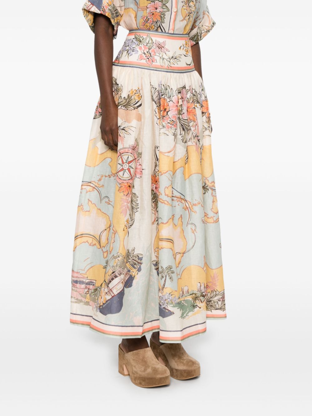 Zimmermann Tallow Midi Skirt Beige