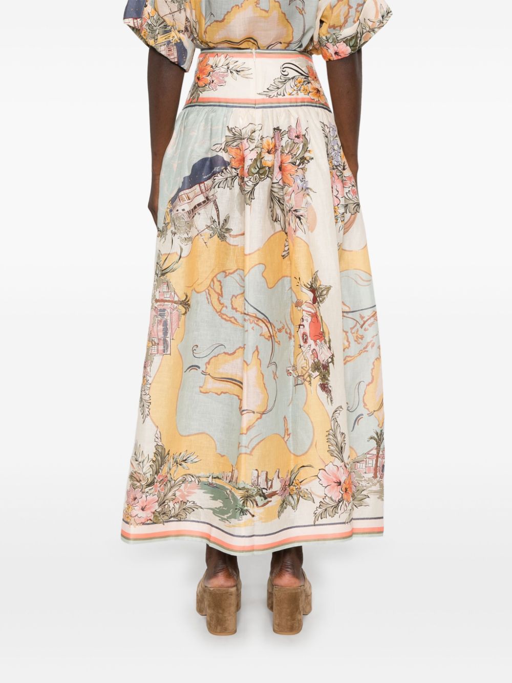 Zimmermann Tallow Midi Skirt Beige