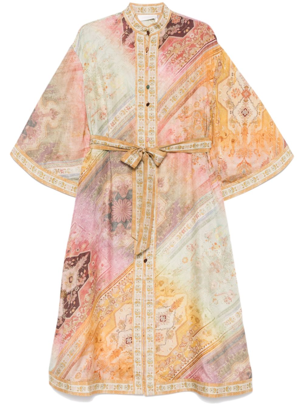 Zimmermann Silk Belted Midi Dress MultiColour