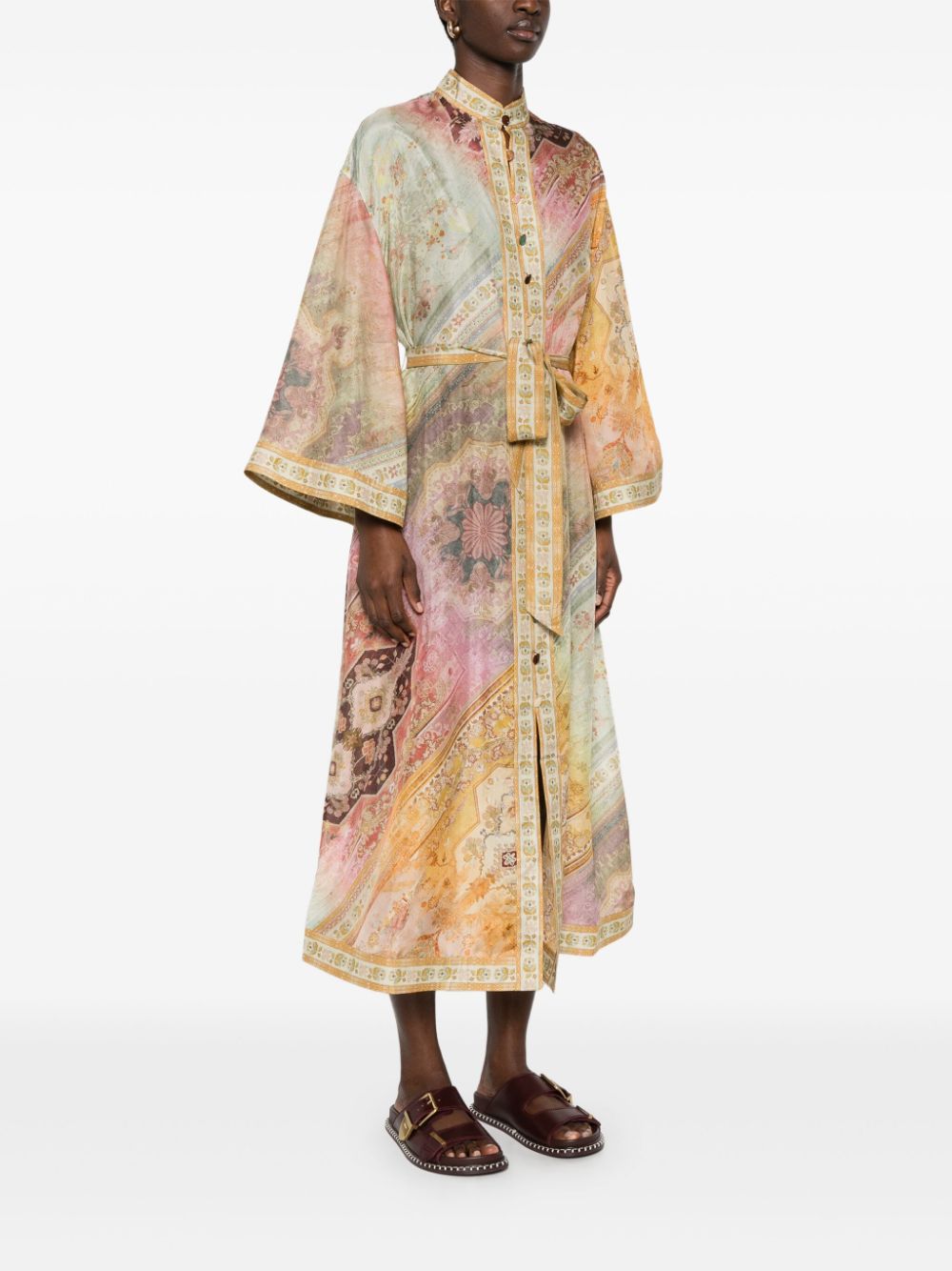 Zimmermann Silk Belted Midi Dress MultiColour