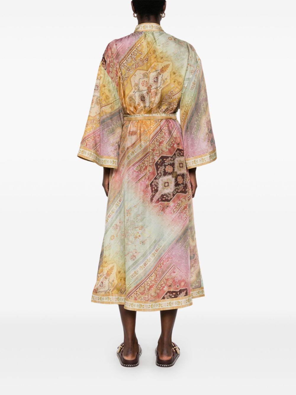 Zimmermann Silk Belted Midi Dress MultiColour