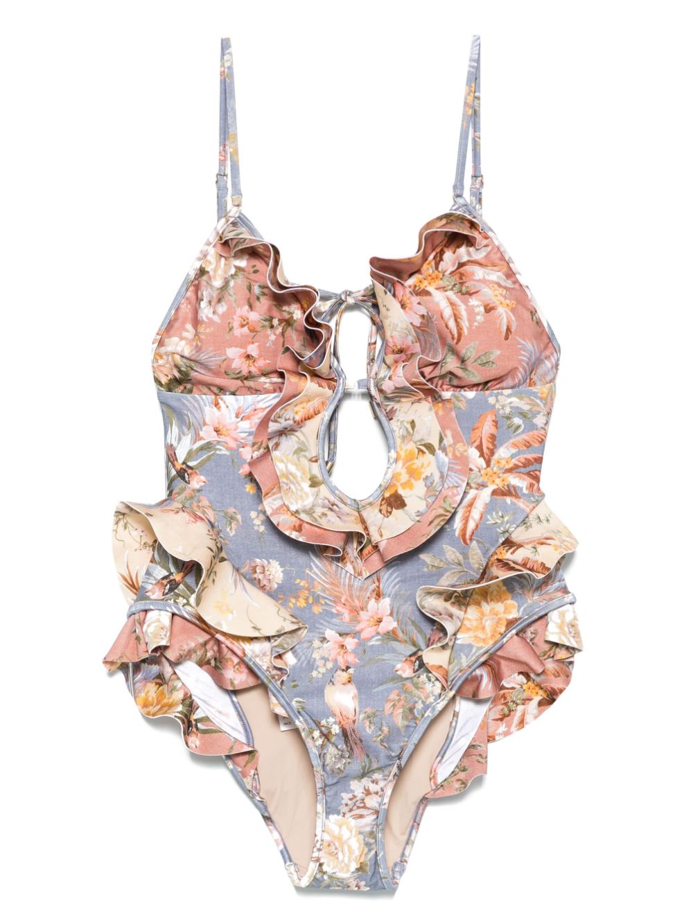 Zimmermann Tallow Frill One-piece Swimsuit Multicolor