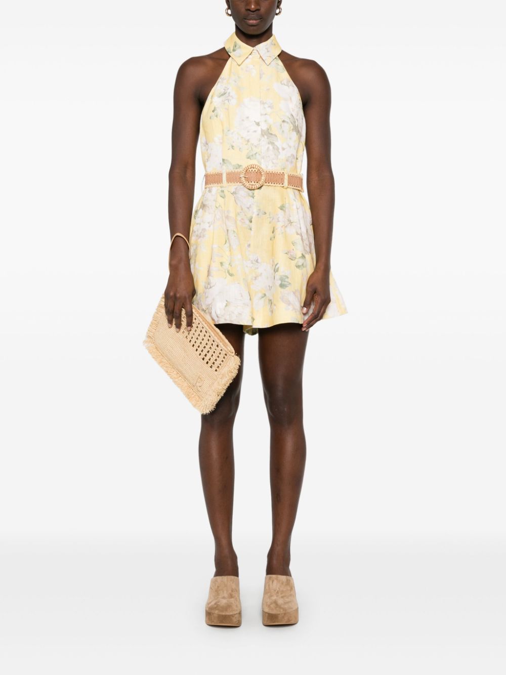 Zimmermann Acacia Floral Romper Yellow