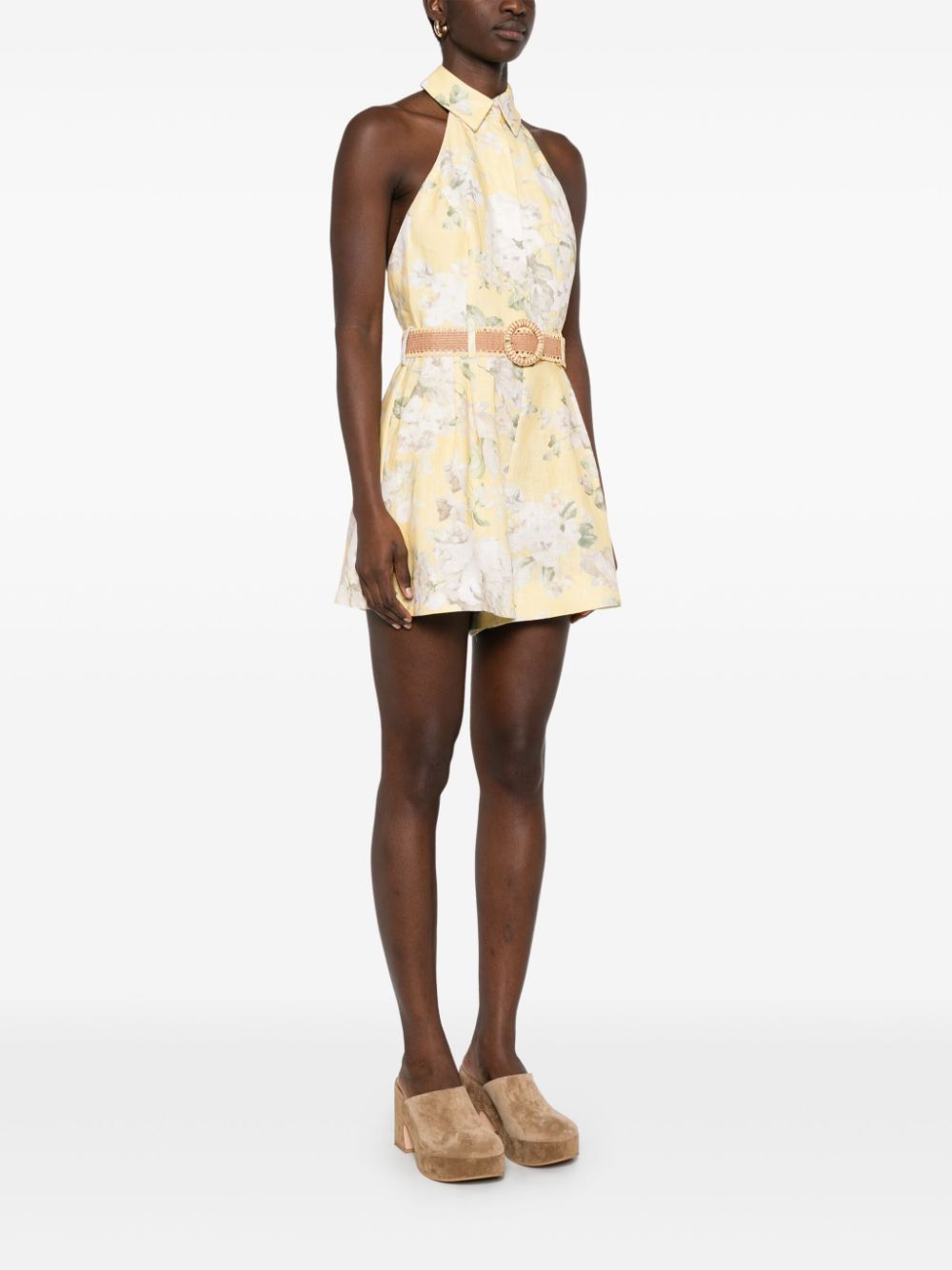 Zimmermann Acacia Floral Romper Yellow