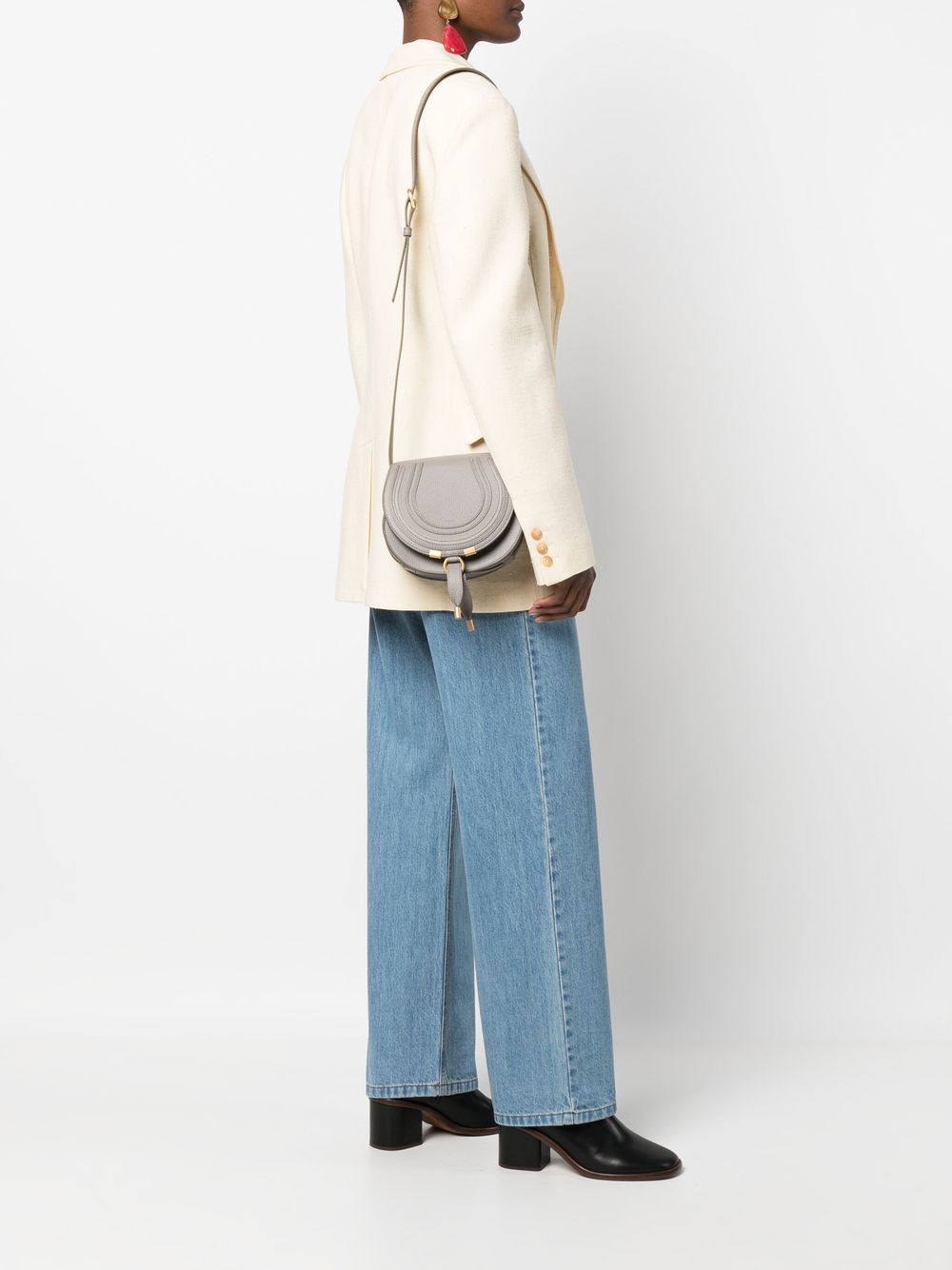 Chloè Small Marcie Saddle Bag In Grey