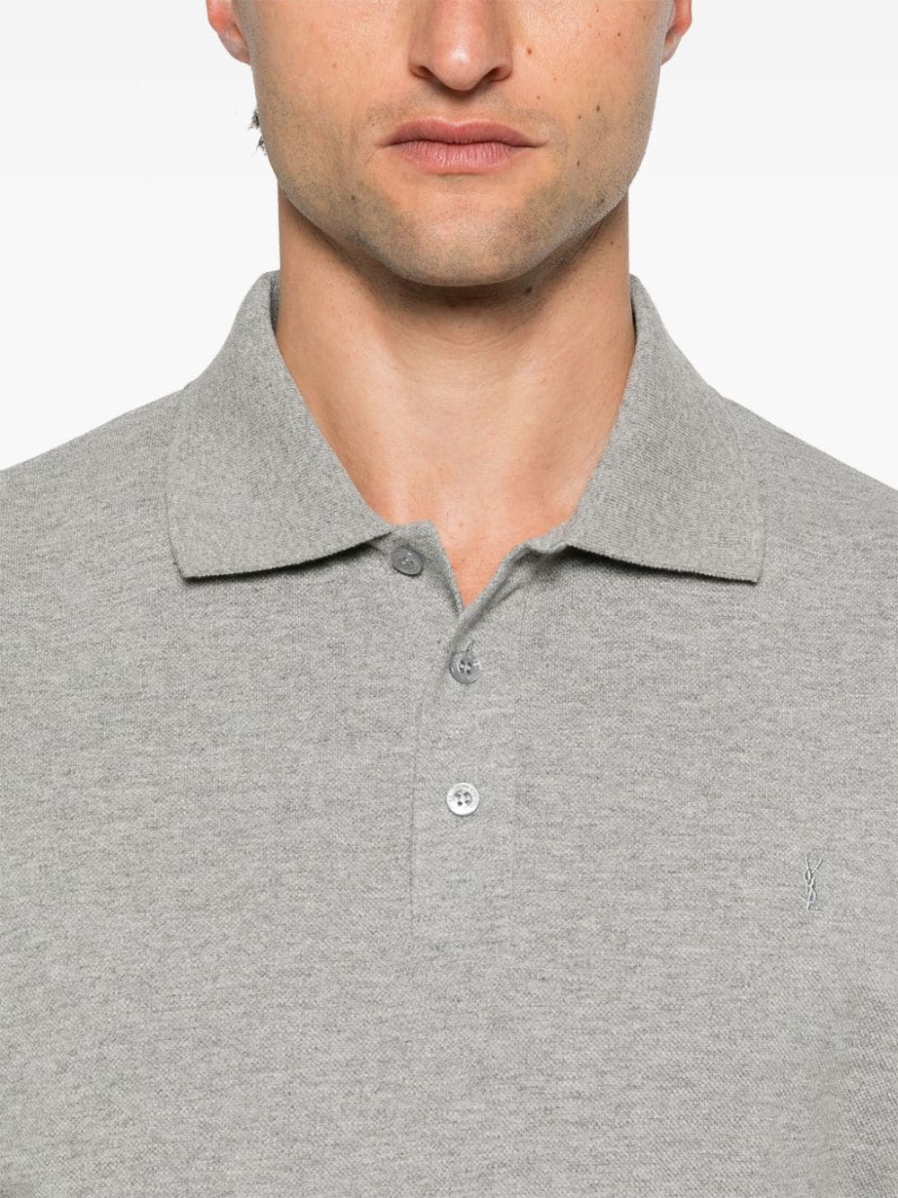 Saint Laurent  Piqué Polo Shirt In Grey