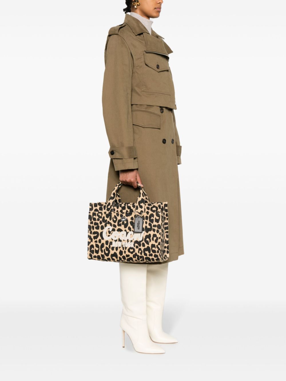 Coach Cargo Tote Bag Leopard Brown