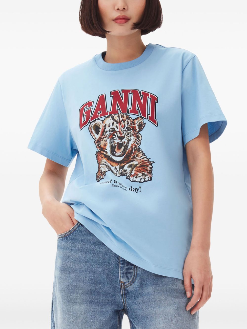 GANNI Graphic T-Shirt Clear Blue