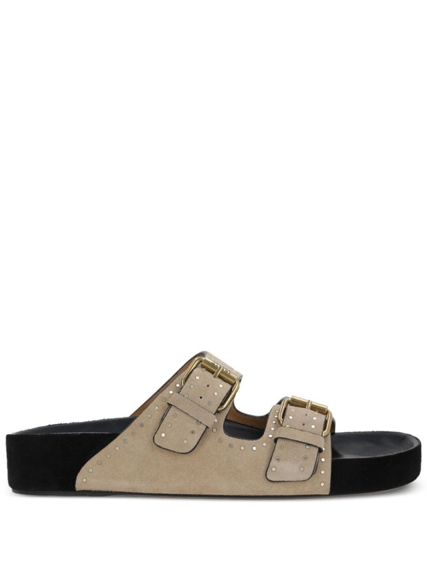 Isabel Marant Lennyo Suede Leather Sandals Beige