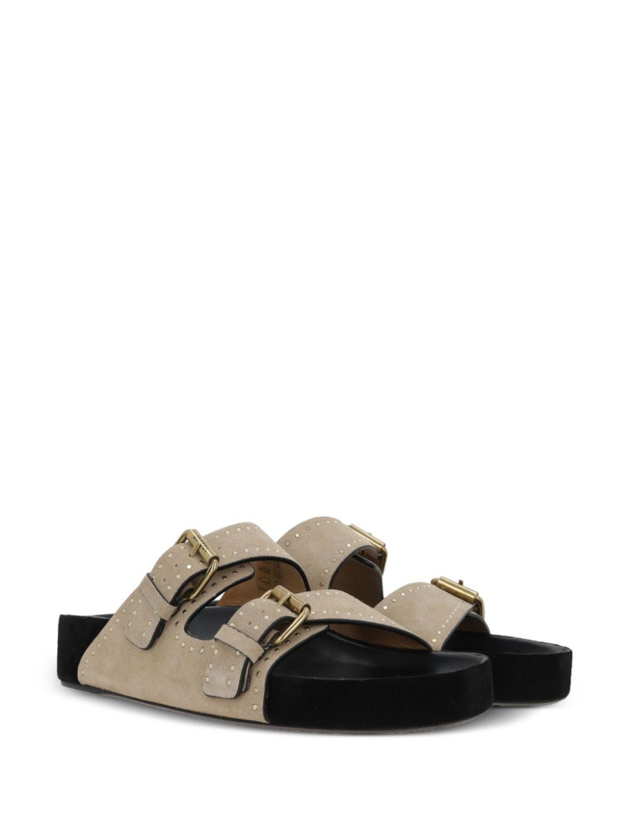 Isabel Marant Lennyo Suede Leather Sandals - Beige