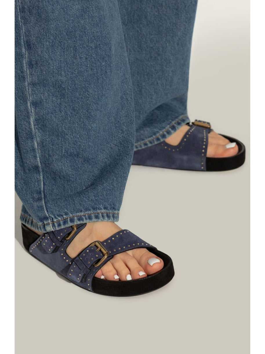 Isabel Marant Lennyo Suede Leather Sandals - Blue