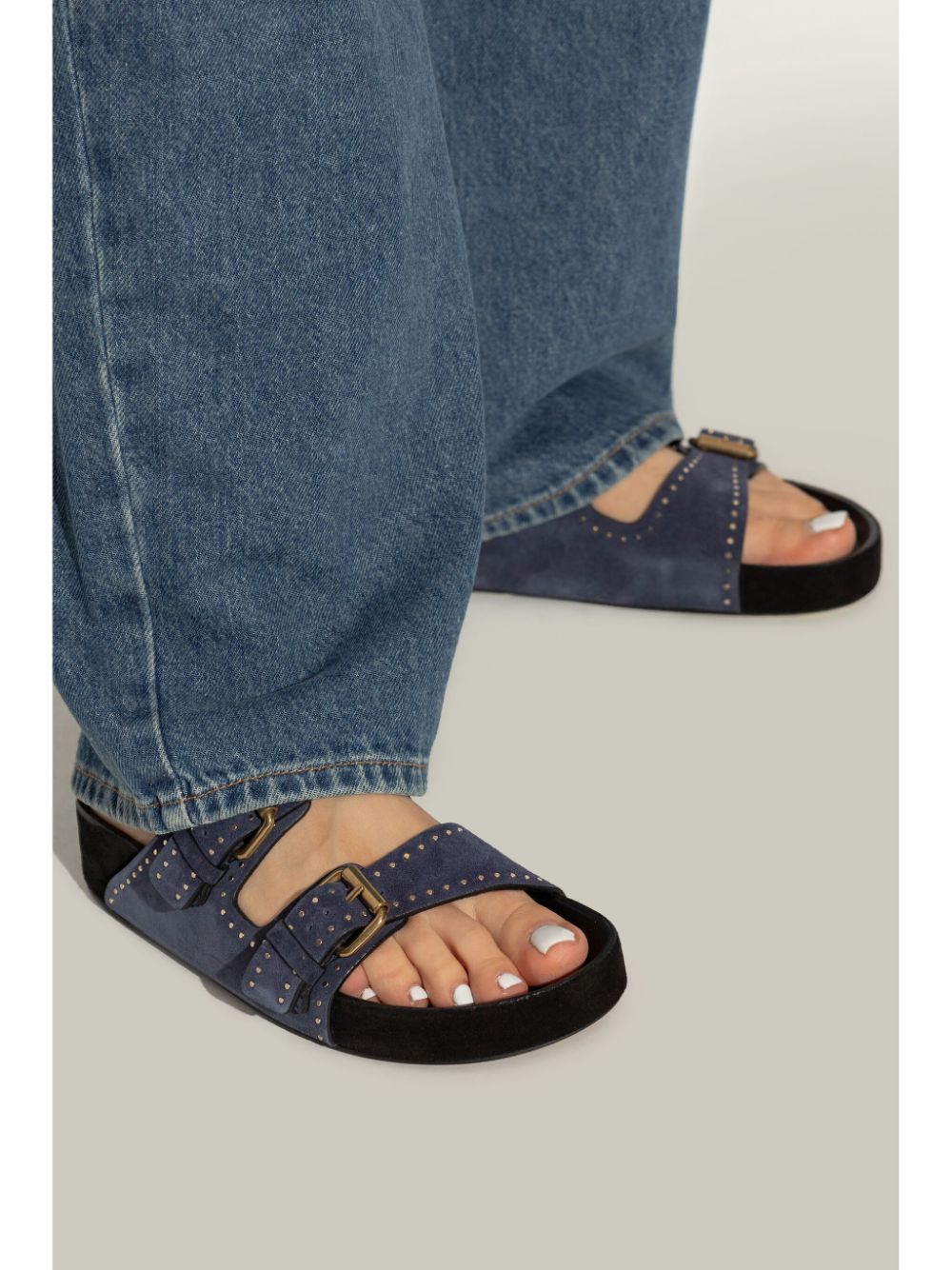 Isabel Marant Lennyo Suede Leather Sandals - Blue