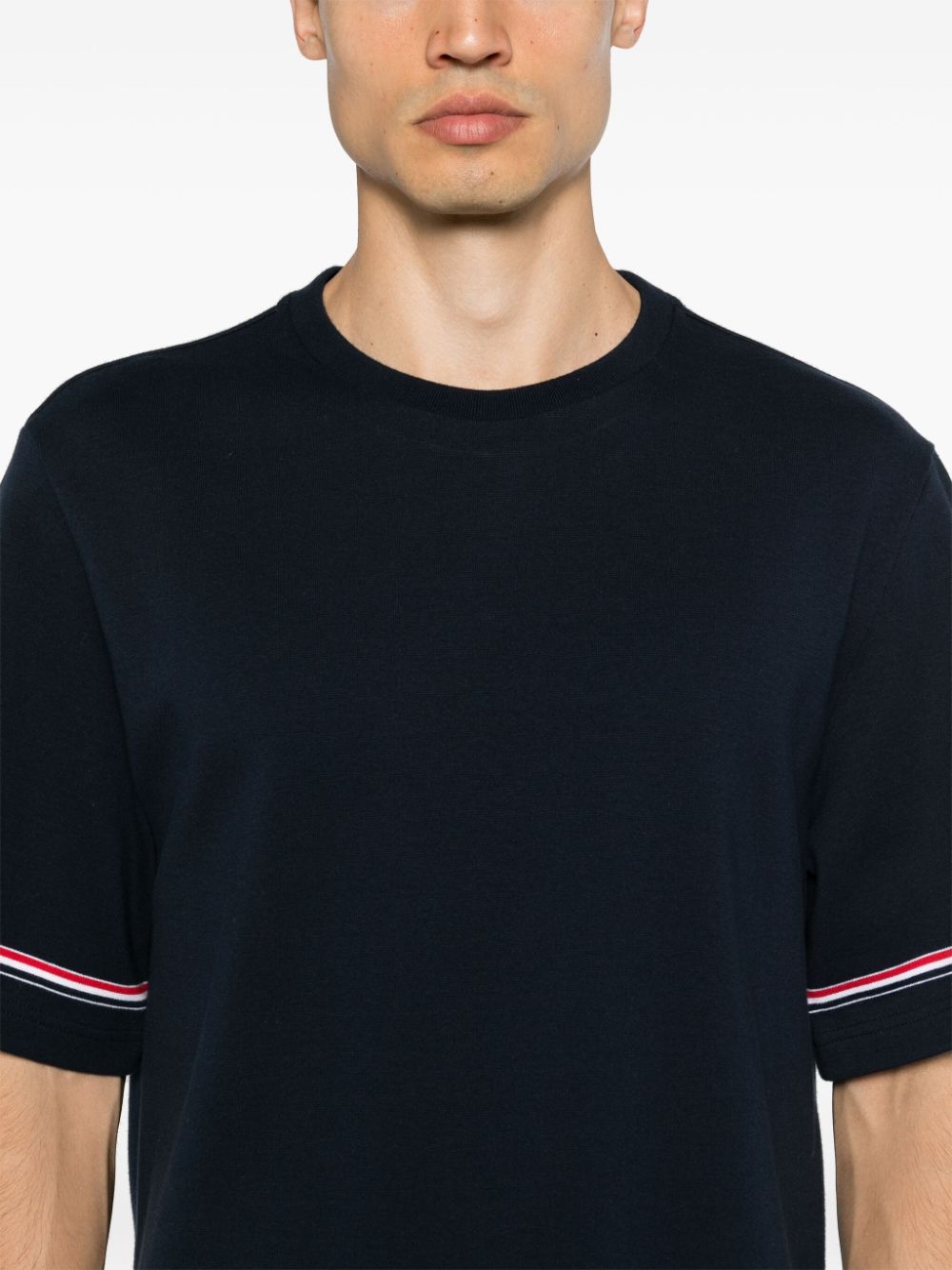 Thom Browne Navy Blue Cotton Jersey Top