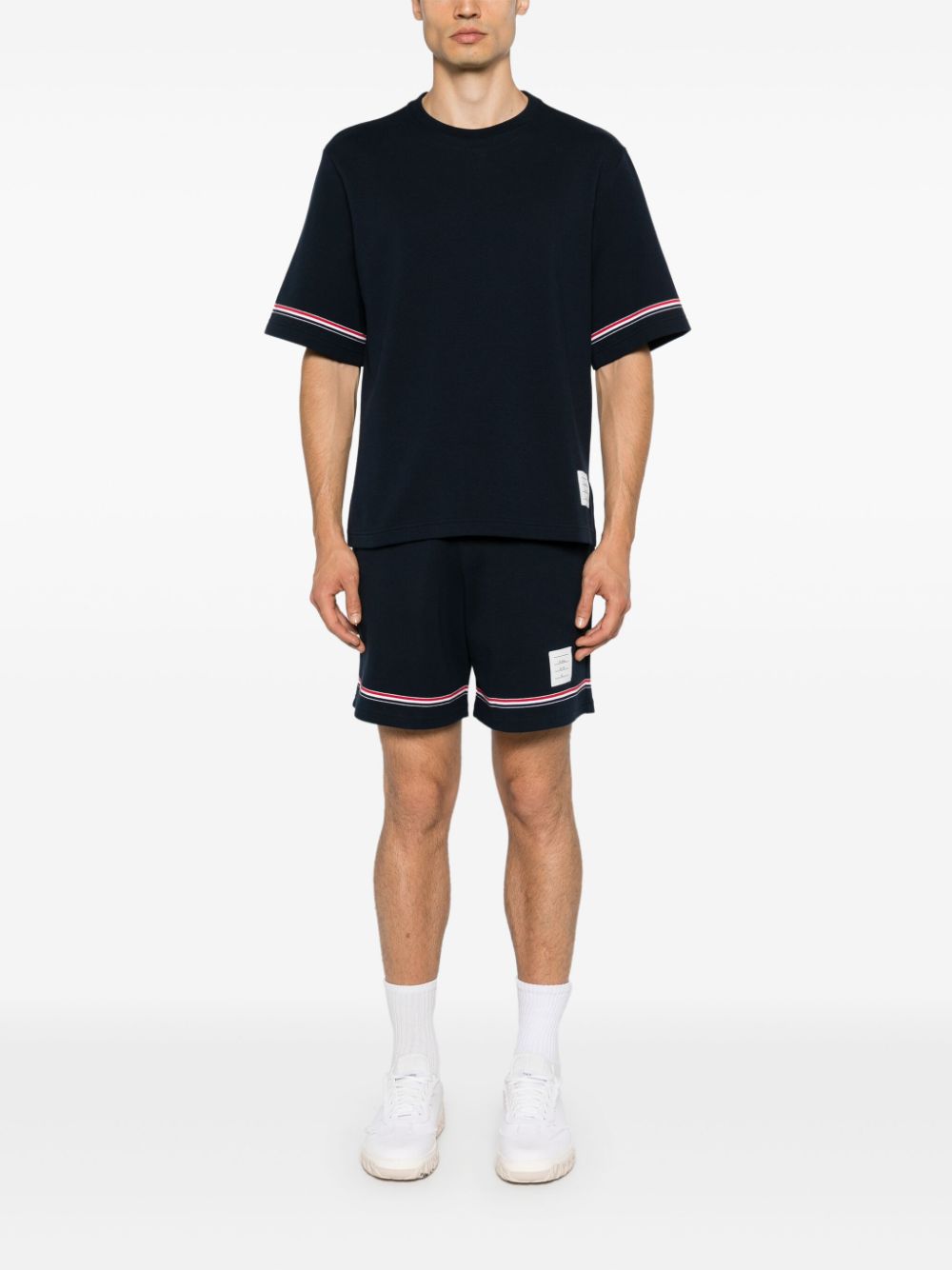 Thom Browne Navy Blue Cotton Jersey Top