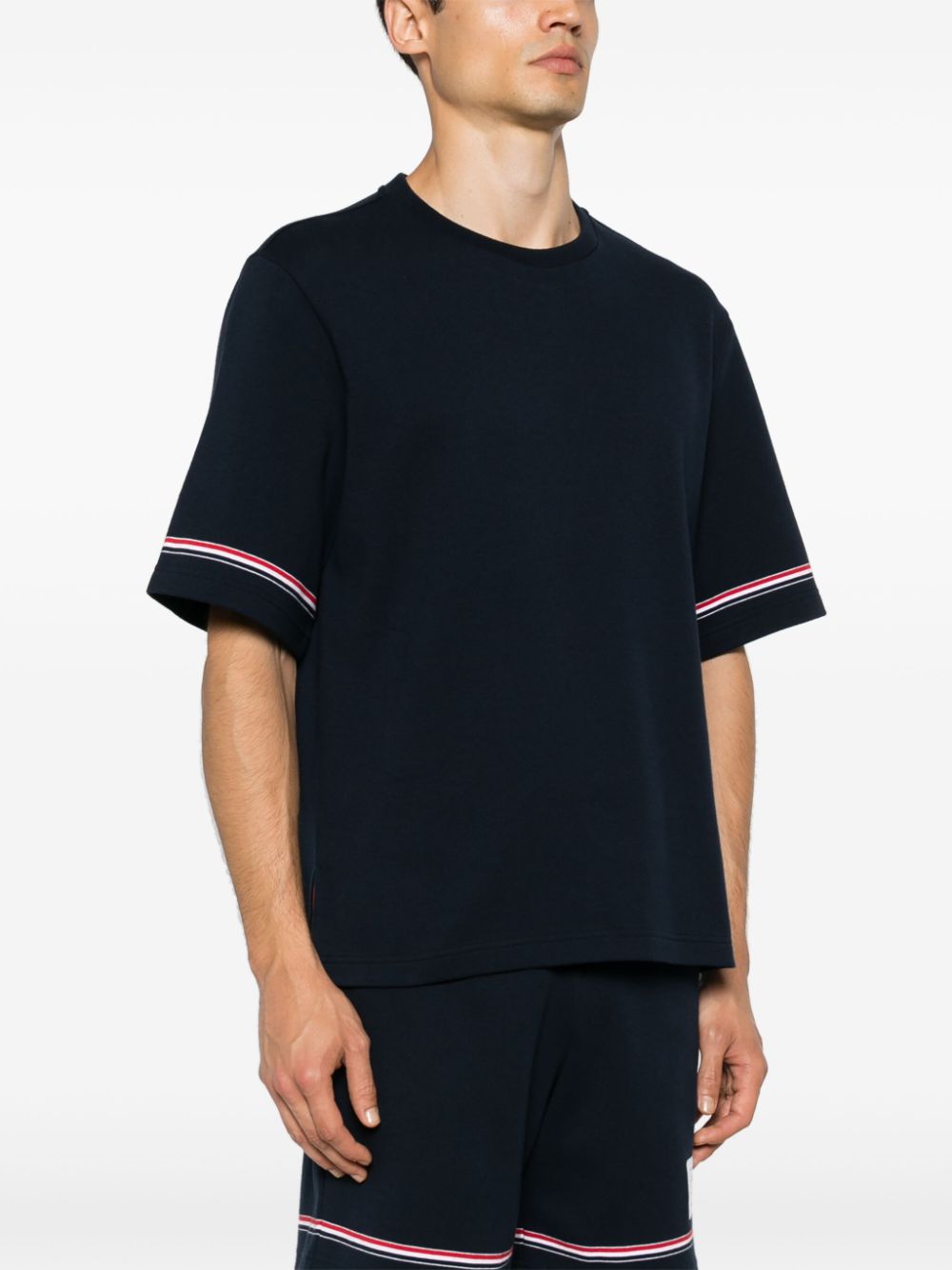 Thom Browne Navy Blue Cotton Jersey Top