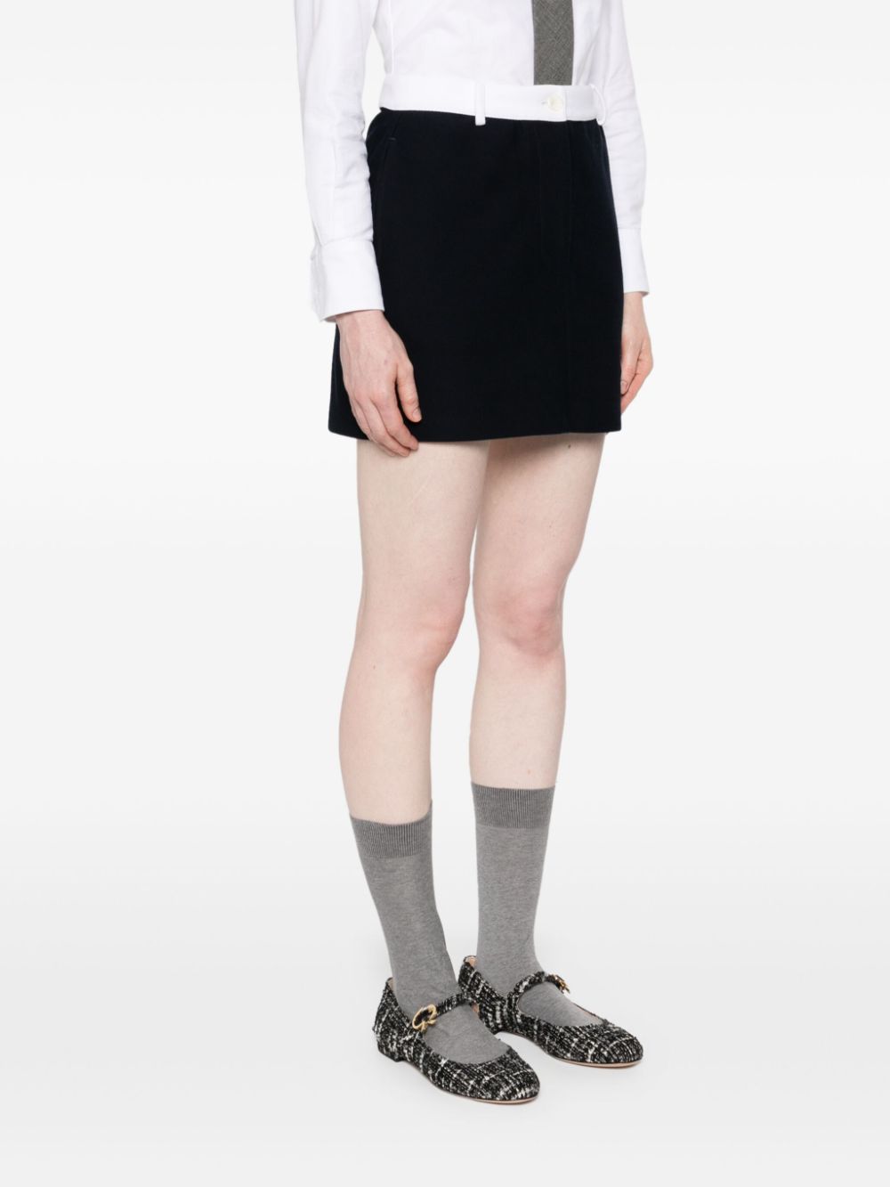 Thom Browne Cotton Twill Weave Mini Skirt Blue