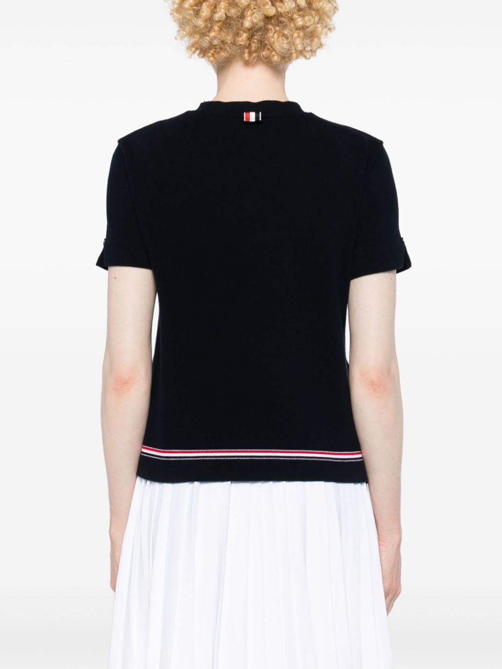 Thom Browne Navy Blue Cotton Pique Top