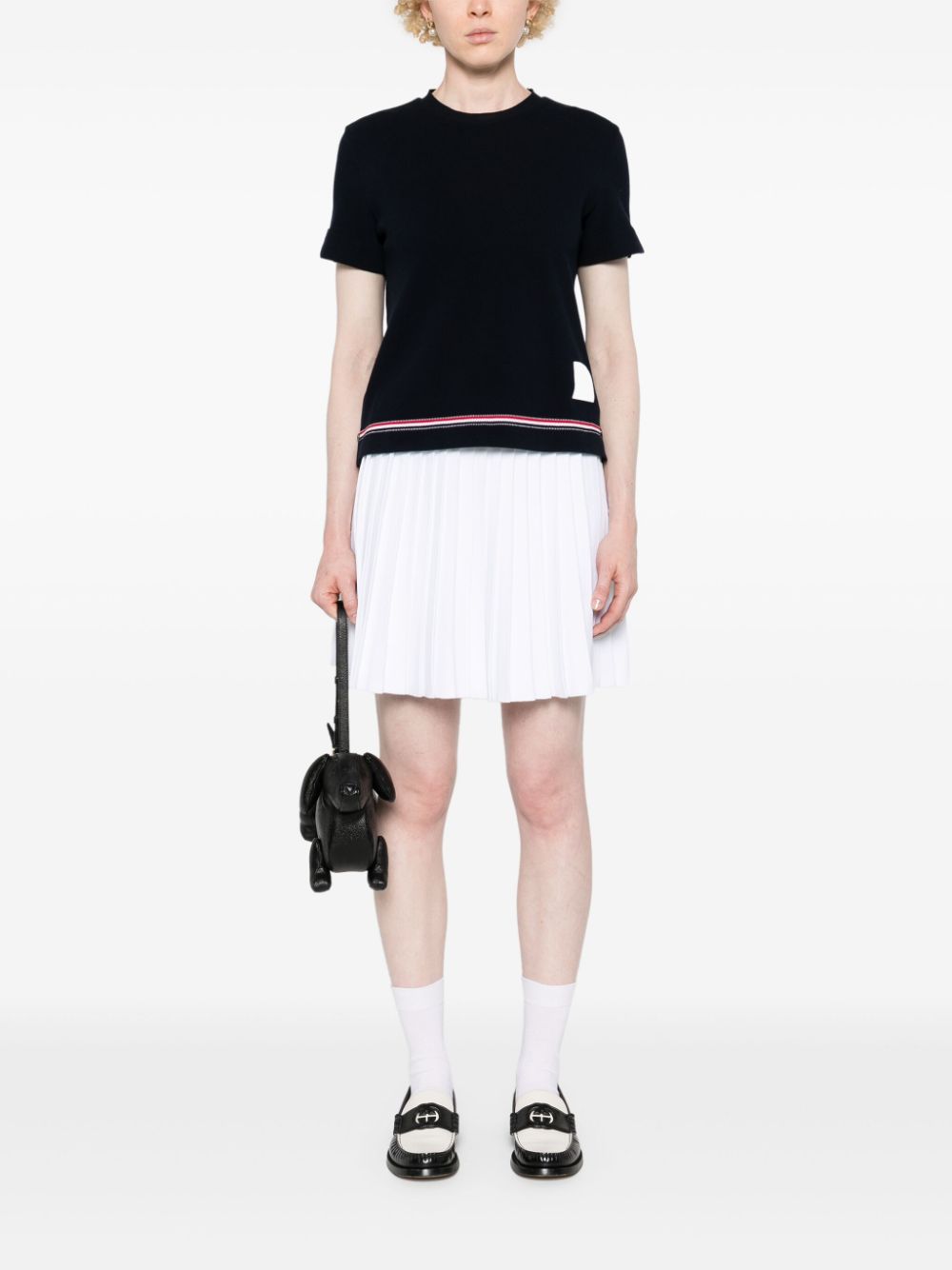 Thom Browne Navy Blue Cotton Pique Top