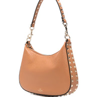 Valentino Garavani Rockstud Hobo In Pomegranate Calfskin