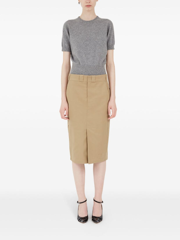 Maison Margiela Skater Chino Midi Skirt In Camel