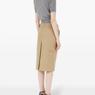 Maison Margiela Skater Chino Midi Skirt In Camel
