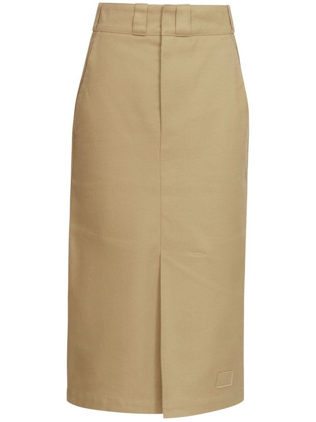 Maison Margiela Skater Chino Midi Skirt In Camel