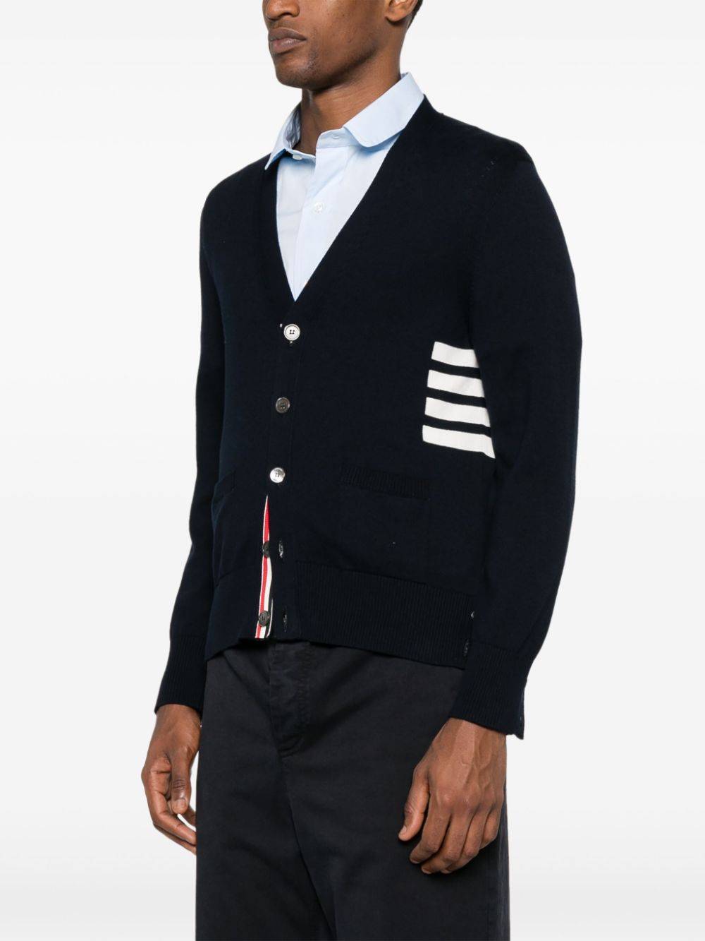 Thom Browne Navy Blue Cotton Cardigan