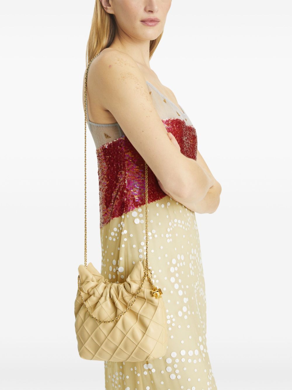 Tory Burch Mini Fleming Soft Hobo Bag With Chain Shoulder Strap