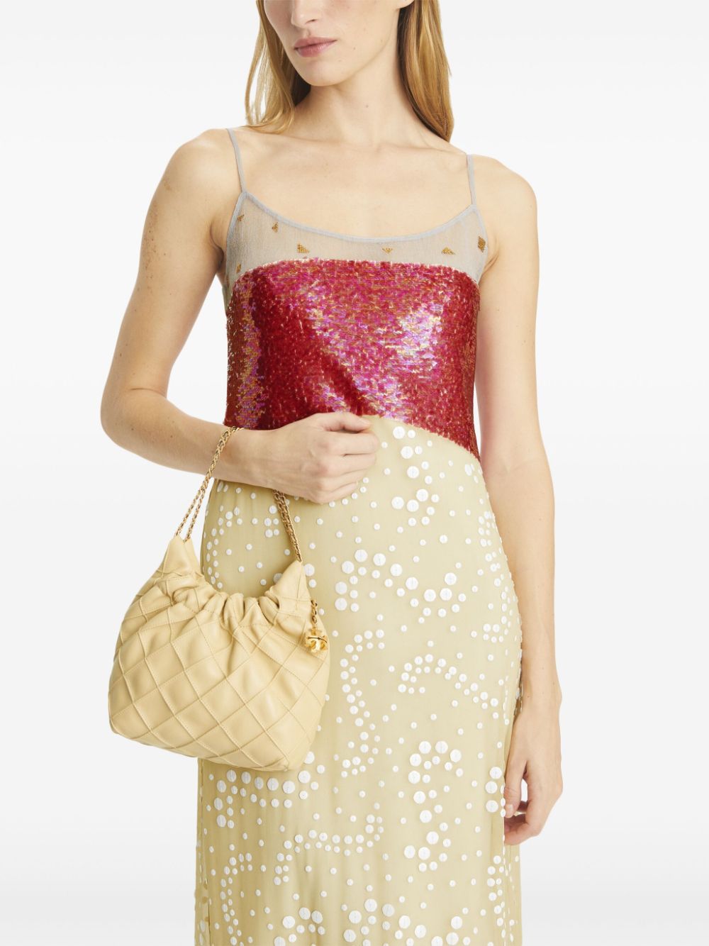 Tory Burch Mini Fleming Soft Hobo Bag With Chain Shoulder Strap
