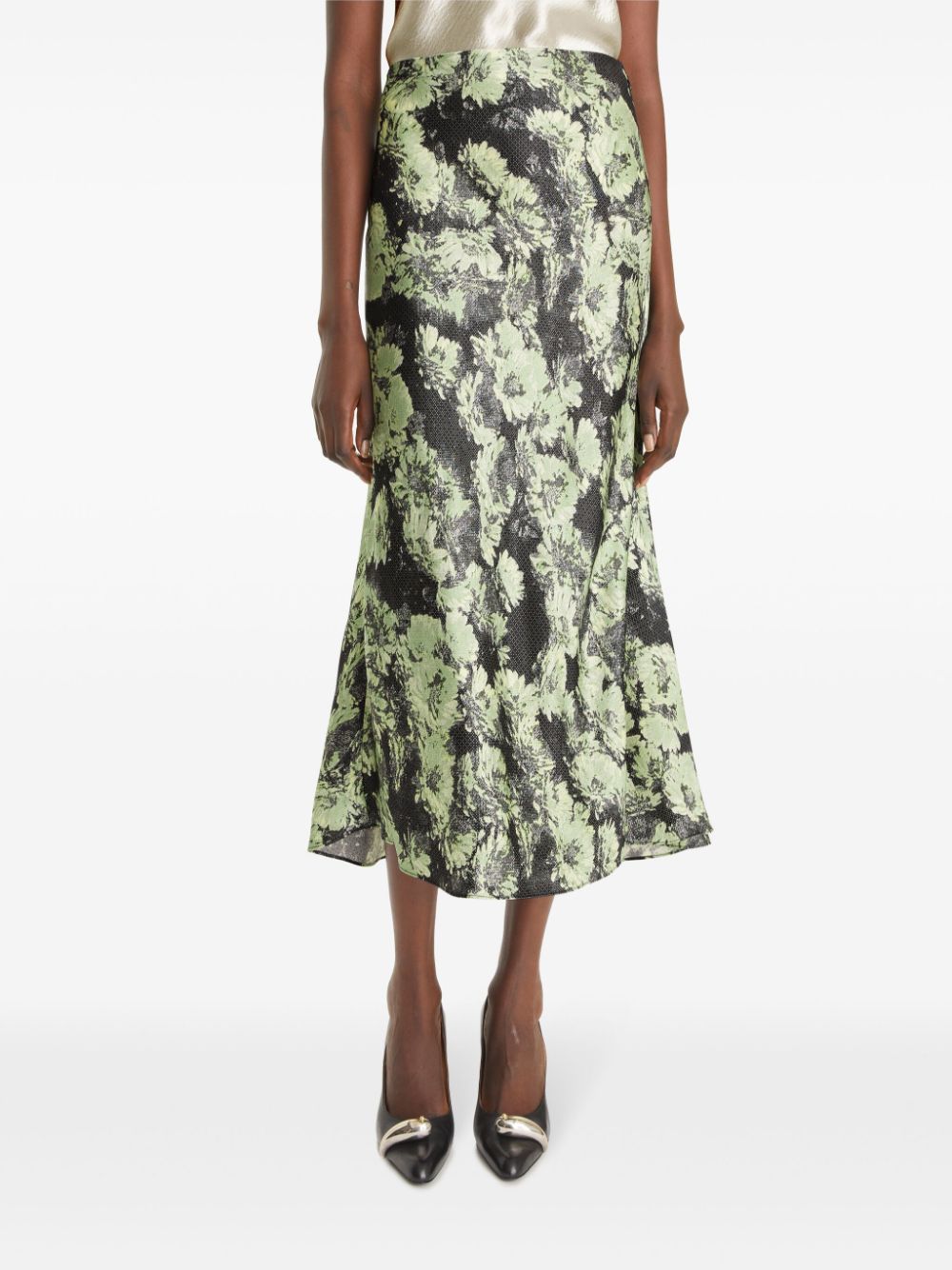 Tory Burch Floral Printed Satin Skirt