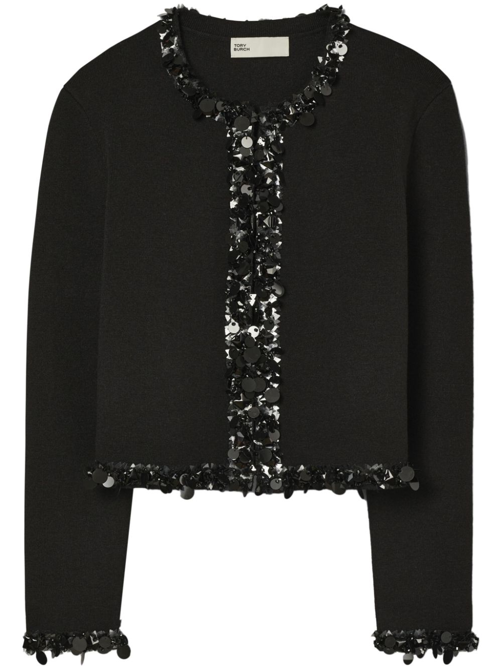 Tory Burch Wool-Cashmere Sequin Embellished Cardigan