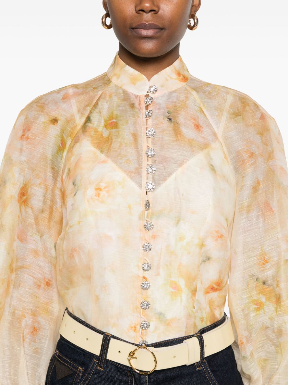 Zimmermann Crush Floral Shirt Yellow