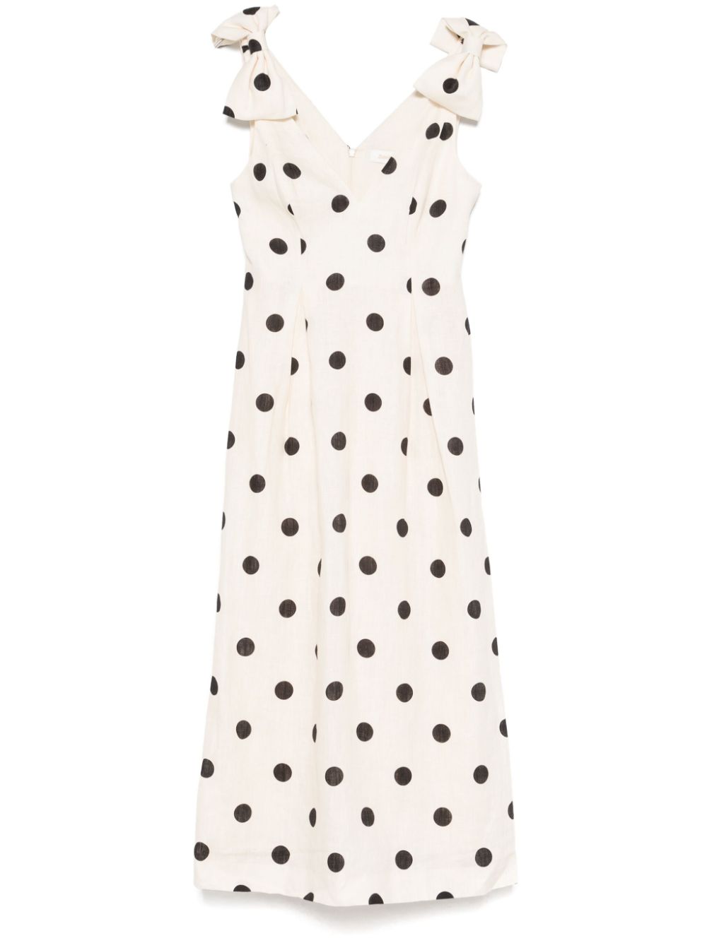 Zimmermann Crush Polka Dot Midi Dress Cream