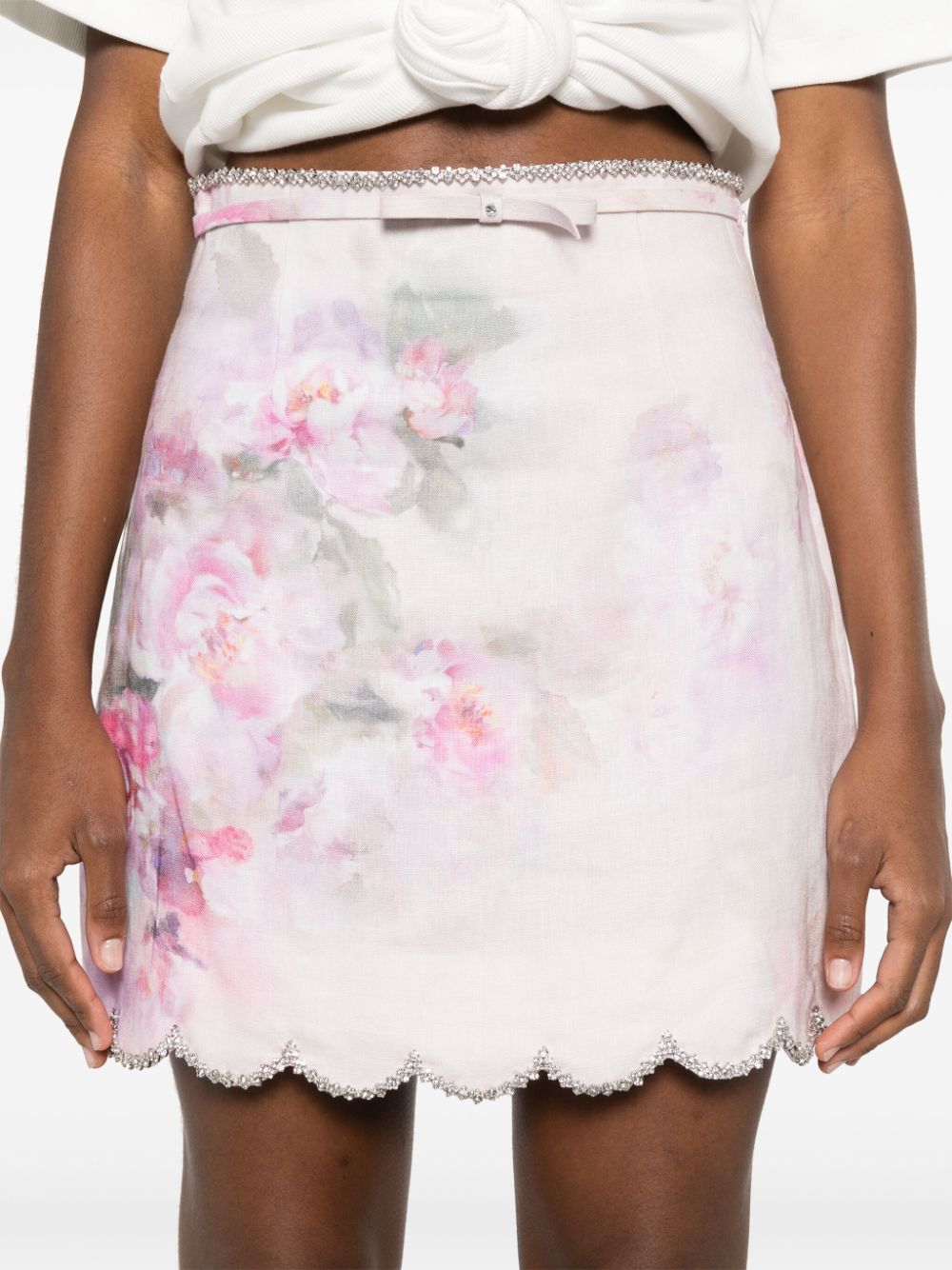 Zimmermann Floral Mini Skirt Pink