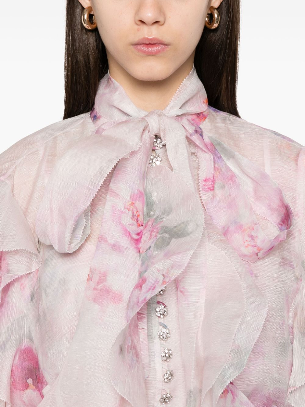 Zimmermann Crush Silk Blend Top Pink