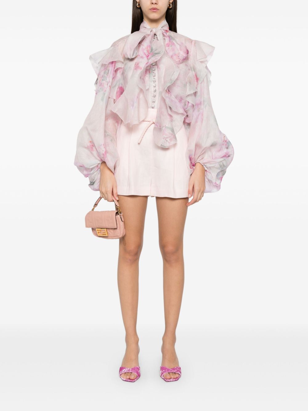 Zimmermann Crush Silk Blend Top Pink