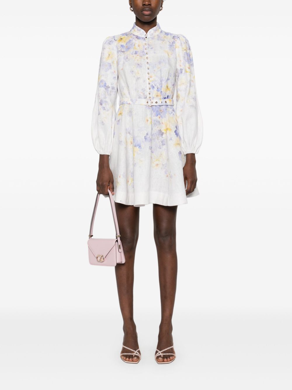 Zimmermann Crush Floral Mini Dress Lilac