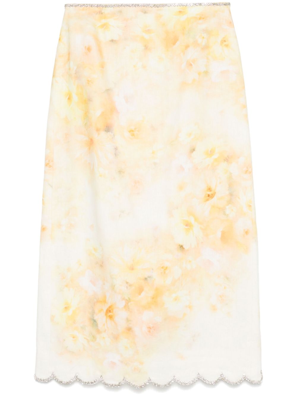 Zimmermann Crush Midi Skirt Yellow