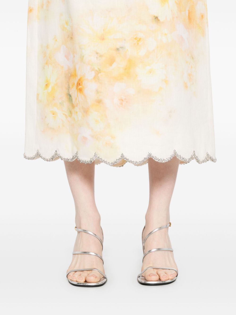 Zimmermann Crush Midi Skirt Yellow