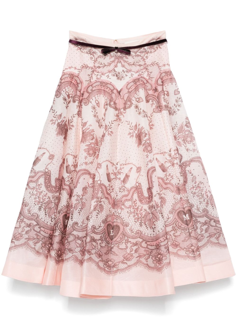 Zimmermann Crush Flared Midi Skirt Pink