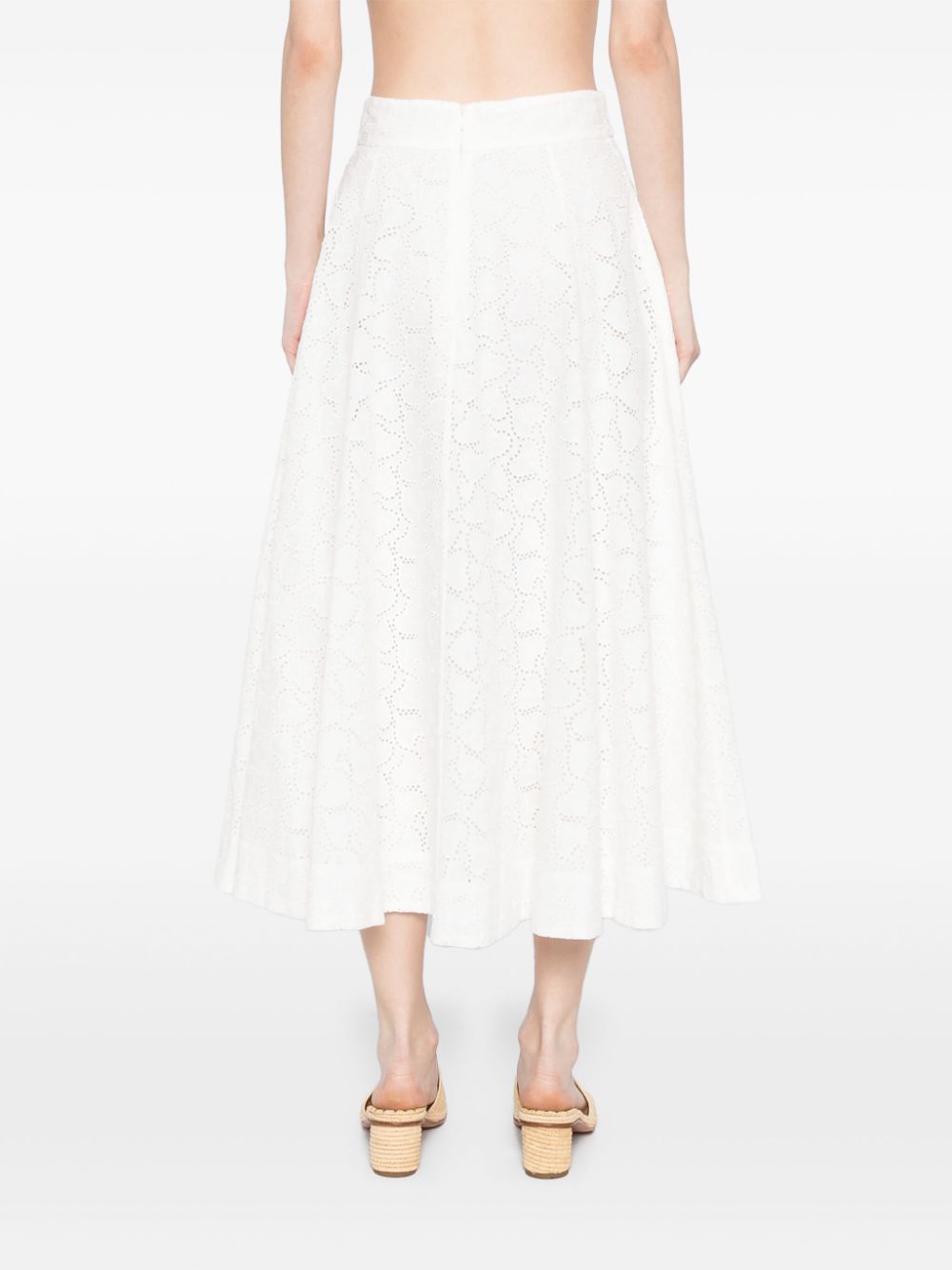 Zimmermann Crush Linen-Cotton Midi Skirt White