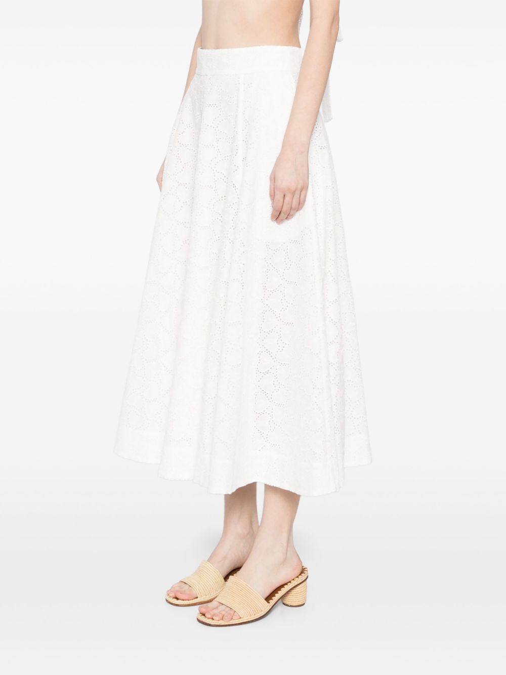 Zimmermann Crush Linen-Cotton Midi Skirt White