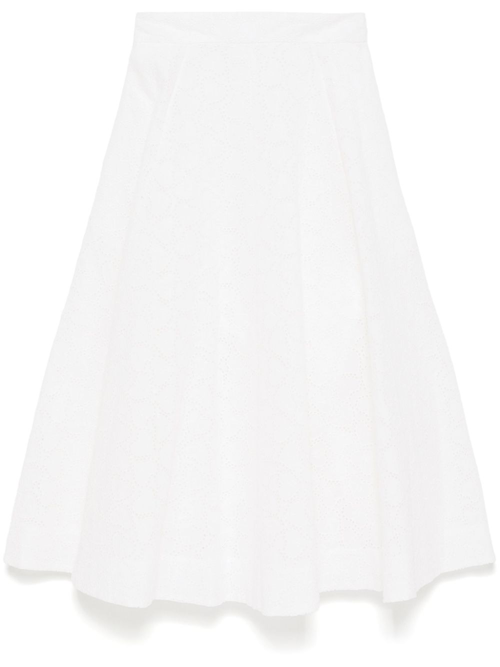 Zimmermann Crush Linen-Cotton Midi Skirt White