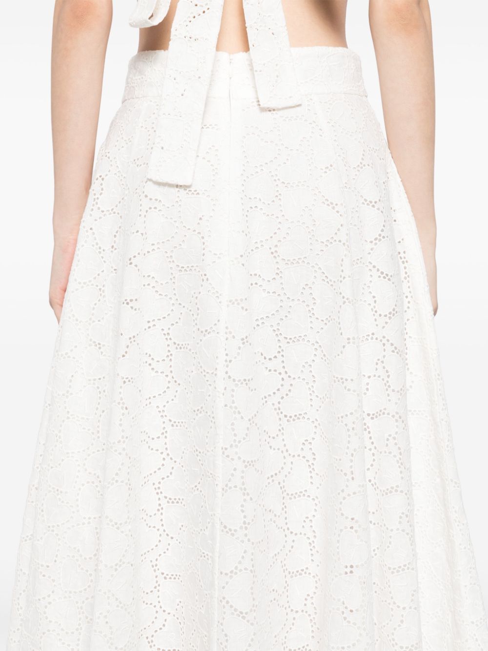 Zimmermann Crush Linen-Cotton Midi Skirt White