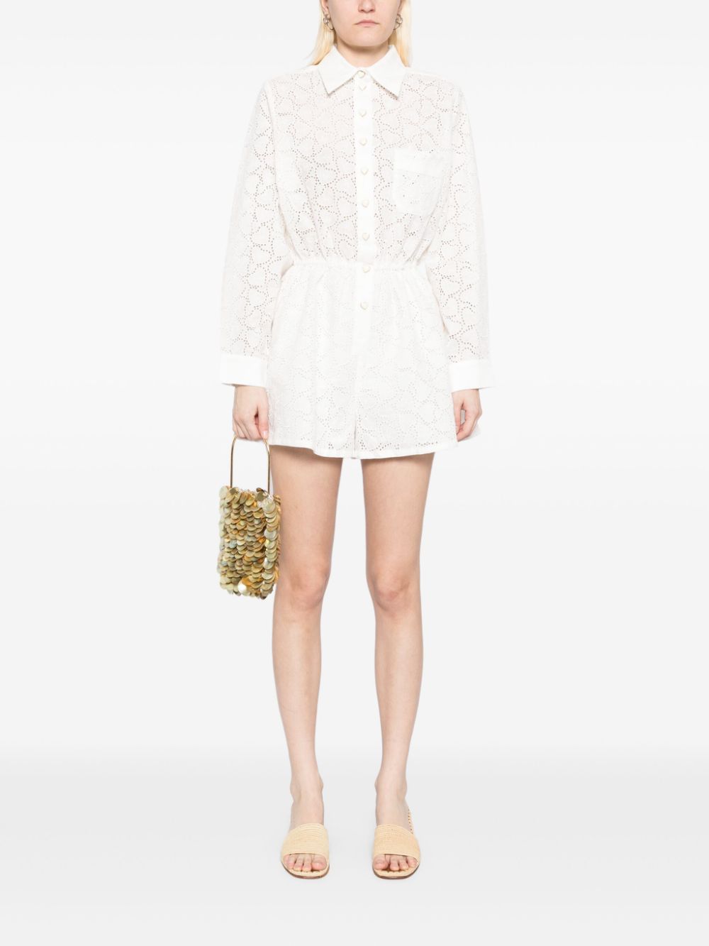 Zimmermann Crush Embroidered Romper White