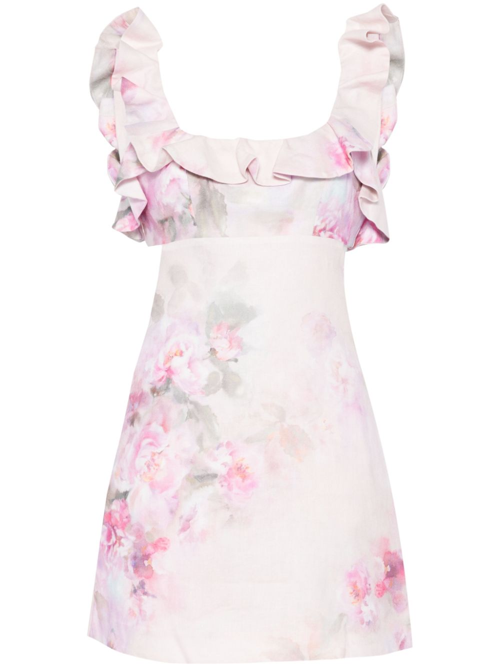 Zimmermann Crush Frill Mini Dress Pink