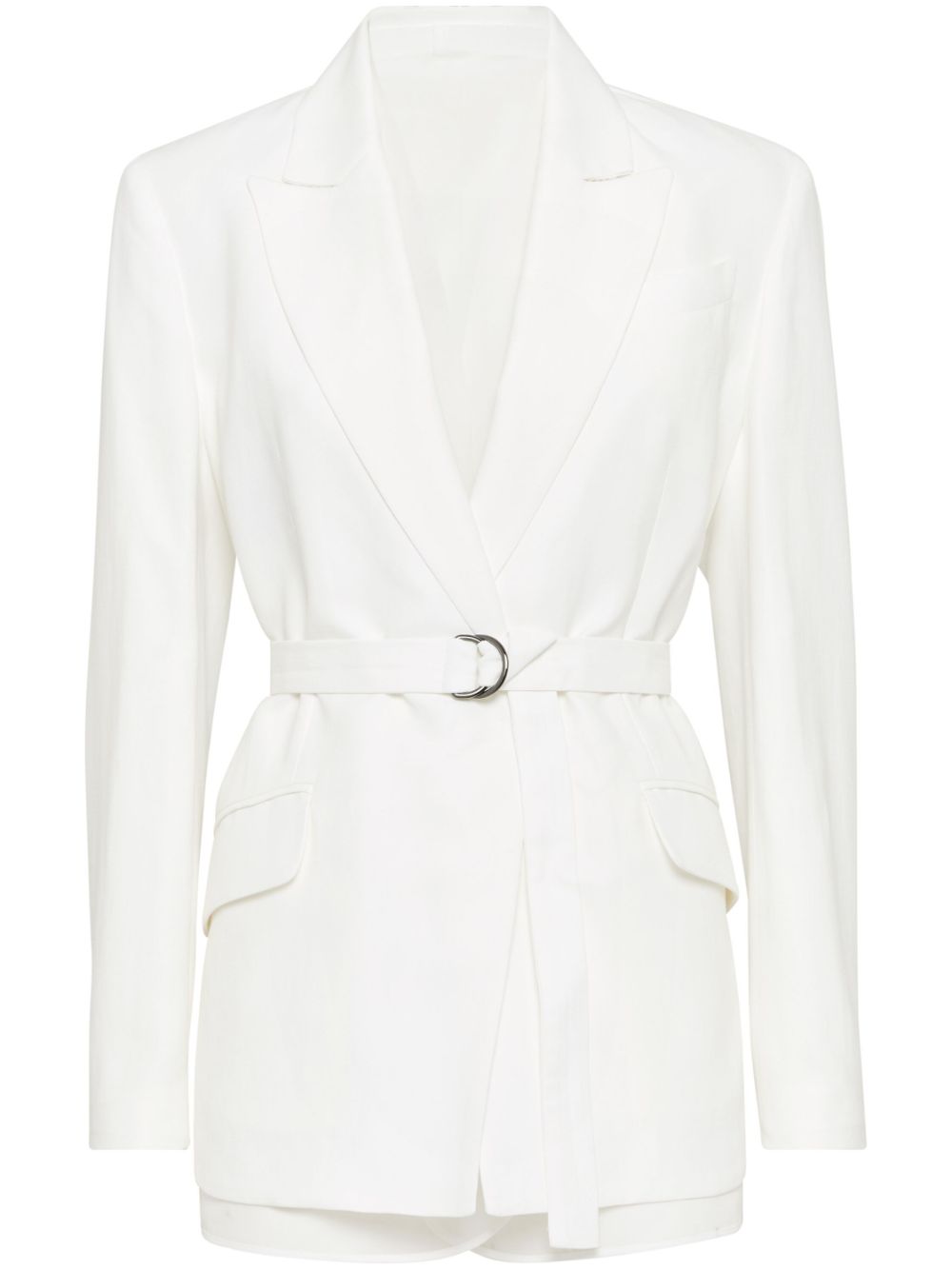 Brunello Cucinelli Viscose and Linen Belted Jacket White