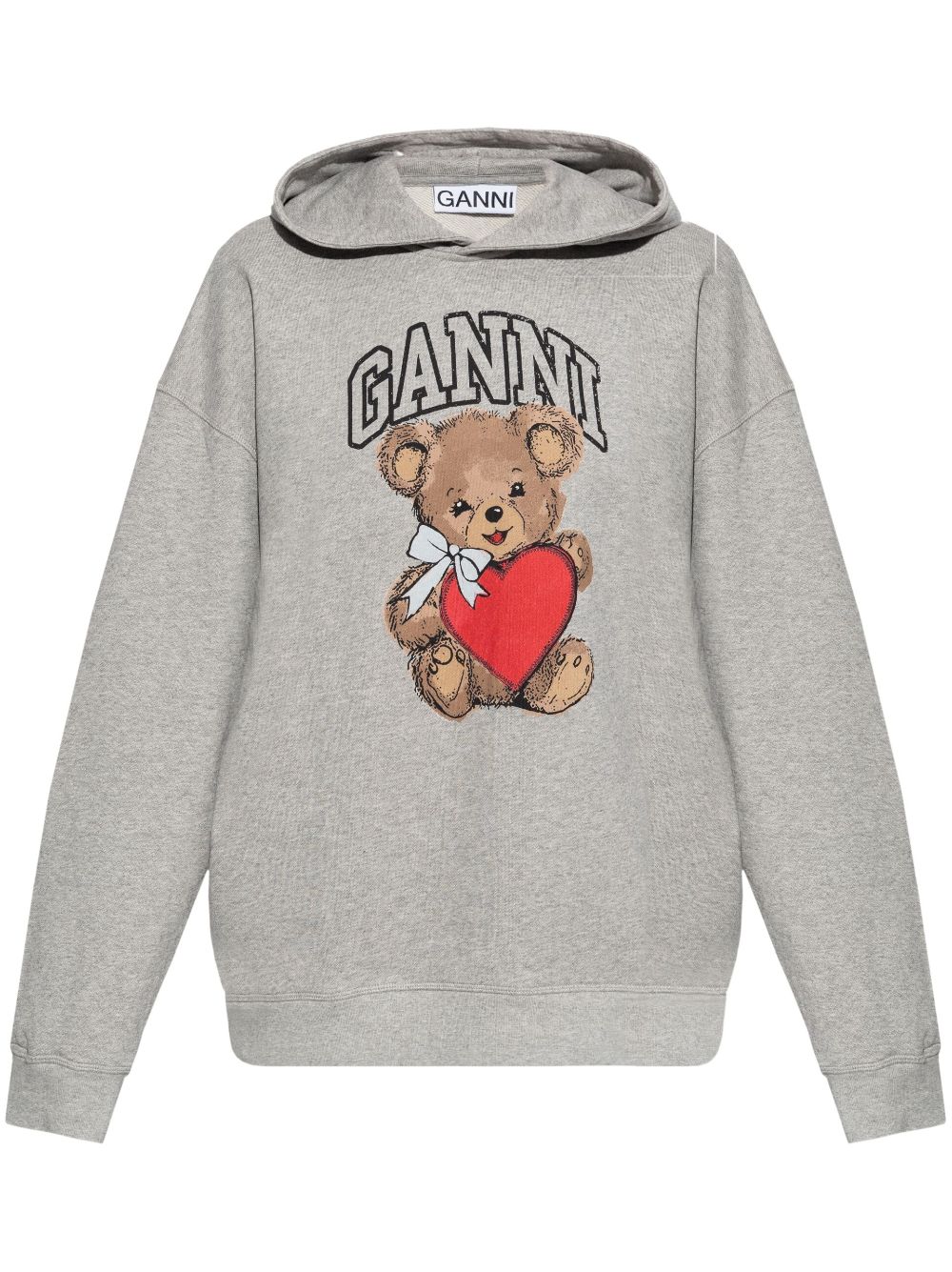 GANNI Graphic Hooded Sweatshirt Grey