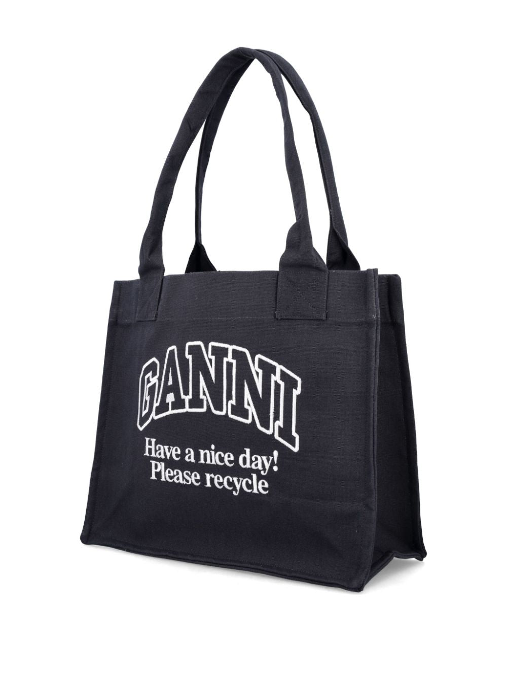 GANNI Recycled Cotton Tote Bag In Black