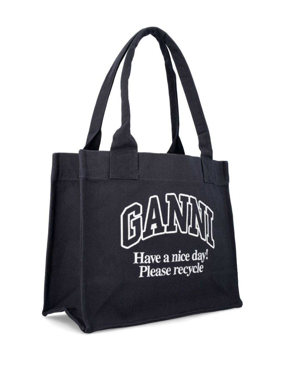 GANNI Recycled Cotton Tote Bag In Black